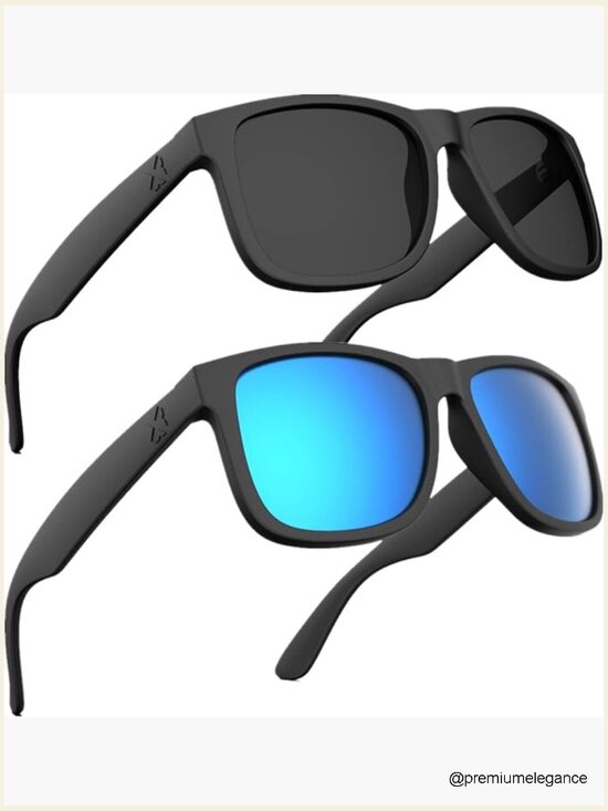 Polarized Rectangular Sunglasses UV Protection Unisex 2 Pack Rimless TR90 main image 7